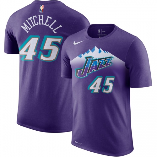 Utah Jazz #45 Donovan Mitchell Nike Hardwood Classic Name & Number T-Shirt Purple