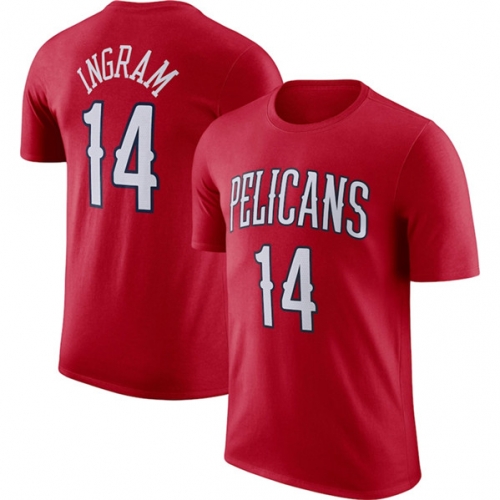 Men's New Orleans Pelicans #14 Brandon Ingram Red 2022-23 Statement Edition Name & Number T-Shirt