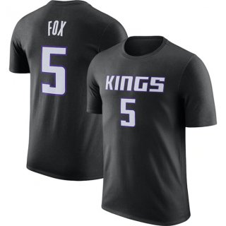 Men's Sacramento Kings #5 De'Aaron Fox Black 2022-23 Statement Edition Name & Number T-Shirt