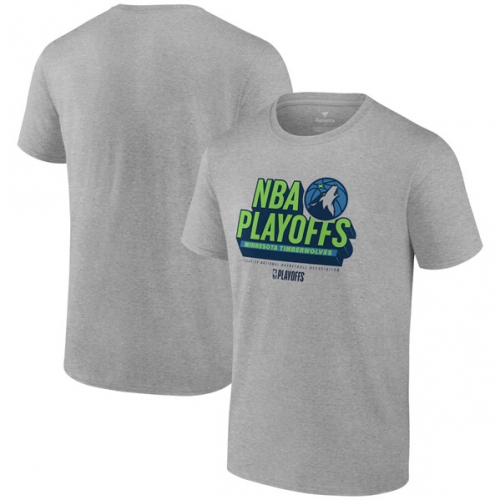 Men's Minnesota Timberwolves Heather Gray 2024 Playoffs Defensive Stance T-Shirt