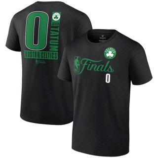 Men's Boston Celtics #0 Jayson Tatum Black 2024 Finals Inbound Pass Name & Number T-Shirt