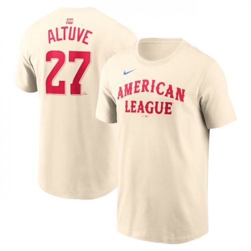 Men's American League #27 Jose Altuve Cream 2024 All-Star Name & Number T-Shirt