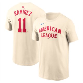 Men's American League #11 Jose Ramirez Cream 2024 All-Star Name & Number T-Shirt