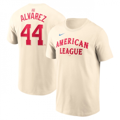 Men's American League #44 Yordan Alvarez Cream 2024 All-Star Name & Number T-Shirt