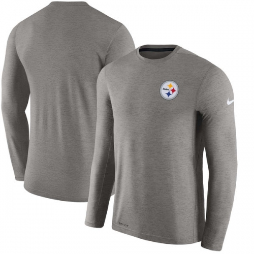 Men's Pittsburgh Steelers Nike Charcoal Coaches Long Sleeve Performance T-Shirt