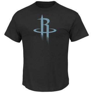 Men's Houston Rockets Majestic Black Tek Patch Reflective T-Shirt