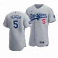 Men's Los Angeles Dodgers #5 Corey Seager 2020 Grey World Series Champions Patch Flex Base Sttiched Jersey