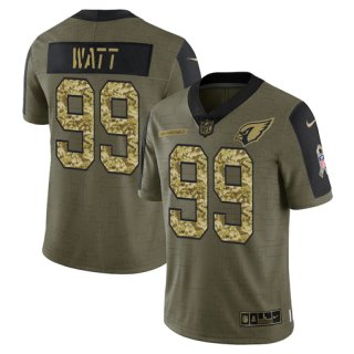 Men's Olive Arizona Cardinals #99 J.J. Watt 2021 Camo Salute To Service Limited Stitched Jersey