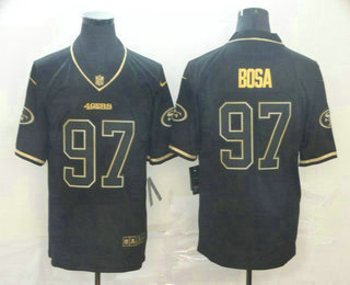 Men's San Francisco 49ers #97 Nick Bosa Black 100th Season Golden Edition Jersey