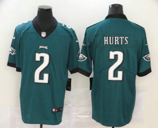 Men's Philadelphia Eagles #2 Jalen Hurts Midnight Green 2020 Vapor Untouchable Stitched NFL Nike Limited Jersey