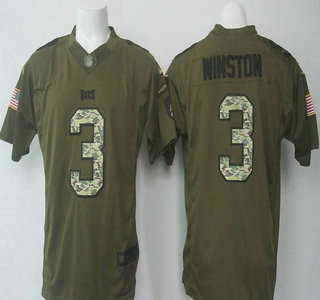 Men's Tampa Bay Buccaneers #3 Jameis Winston Green Salute To Service Limited Jersey