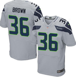 Men's Seattle Seahawks #36 Bryce Brown Gray Alternate NFL Nike Elite Jersey