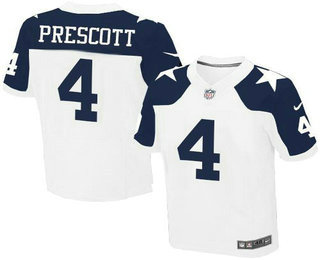 Men's Dallas Cowboys #4 Dak Prescott White Thanksgiving Alternate NFL Nike Elite Jersey