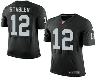 Men's Oakland Raiders #12 Kenny Stabler Black Team Color NFL Nike Elite Jersey