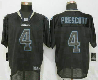 Men's Dallas Cowboys #4 Dak Prescott Lights Out Black NFL Nike Elite Jersey