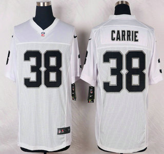 Oakland Raiders #38 T.J. Carrie Nike White Elite Jersey