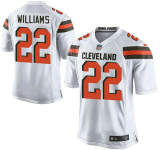 Men's Cleveland Browns Brown #22 Tramon Williams White Road 2015 NFL Nike Elite Jersey