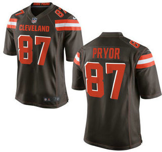 Men's Cleveland Browns Brown #87 Terrelle Pryor Brown Team Color 2015 NFL Nike Elite Jersey