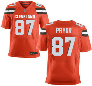 Men's Cleveland Browns Brown #87 Terrelle Pryor Orange Alternate 2015 NFL Nike Elite Jersey