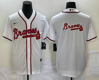 Men's Atlanta Braves White Team Big Logo Cool Base Stitched Baseball Jersey