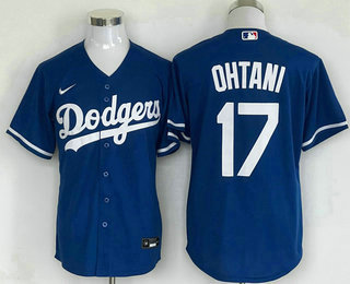 Men's Los Angeles Dodgers #17 Shohei Ohtani Blue Cool Base Stitched Jersey