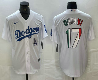 Men's Los Angeles Dodgers #17 Shohei Ohtani Mexico White Cool Base Stitched Jerseys