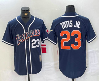 Men's San Diego Padres #23 Fernando Tatis Jr Navy Blue Stitched Cool Base Throwback Jersey