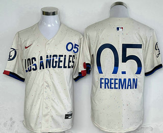 Men's Brooklyn Dodgers #5 Freddie Freeman Cream 2024 City Connect Limited Stitched Baseball Jersey