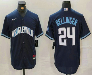 Men's Chicago Cubs #24 Cody Bellinger Navy City Connect Cool Base Stitched Baseball Jersey