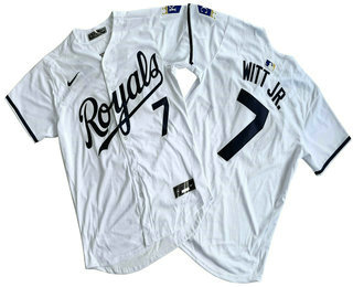 Men's Kansas City Royals #7 Bobby Witt Jr Number White Black Name Limited Stitched Jersey