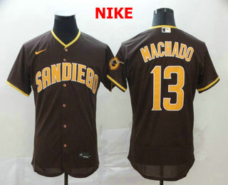 Men's San Diego Padres #13 Manny Machado Brown Stitched MLB Flex Base Nike Jersey