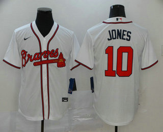 Men's Atlanta Braves #10 Chipper Jones White Stitched MLB Cool Base Nike Jersey