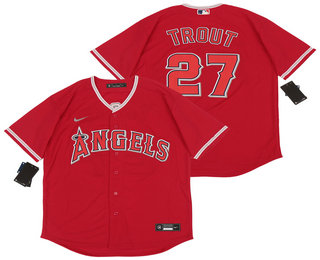 Men's Los Angeles Angels #27 Mike Trout Red Stitched MLB Cool Base Nike Jersey