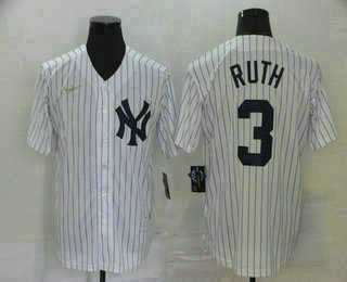 Men's New York Yankees #3 Babe Ruth White Throwback Stitched MLB Cool Base Nike Jersey