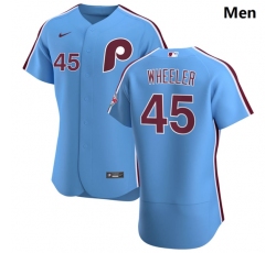 Philadelphia Phillies 45 Zack Wheeler Men Nike Light Blue Alternate 2020 Authentic Player MLB Jersey