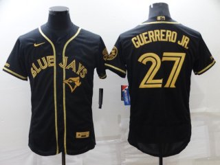 Men's Toronto Blue Jays #27 Vladimir Guerrero Jr. Black Gold Flex Base Stitched Jersey