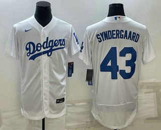 Men's Los Angeles Dodgers #43 Noah Syndergaard White Flex Base Stitched Baseball Jersey