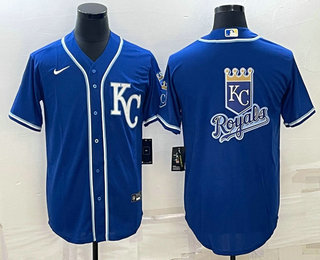 Men's Kansas City Royals Big Logo Light Blue Stitched MLB Cool Base Nike Jerseys