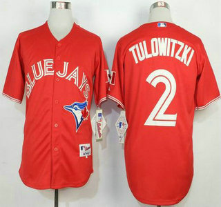 Men's Toronto Blue Jays #2 Troy Tulowitzki Red Jersey