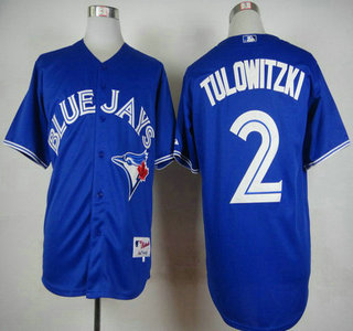 Men's Toronto Blue Jays #2 Troy Tulowitzki Alternate Blue MLB Majestic Jersey