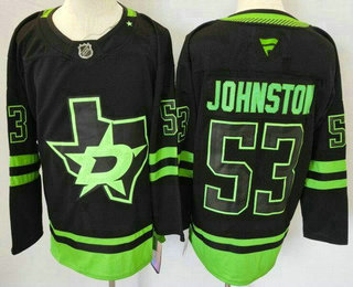 Men's Dallas Stars #53 Wyatt Johnston Black Alternate Authentic Jersey