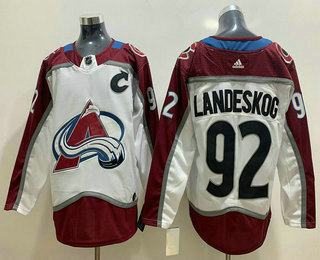 Men's Colorado Avalanche #92 Gabriel Landeskog White Adidas Stitched NHL Jersey