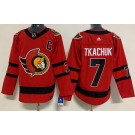 Men's Ottawa Senators #7 Brady Tkachuk Red With C Patch2021 Reverse Retro Authentic Jersey