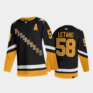 Men's Pittsburgh Penguins #58 Kris Letang Black 2021-2022 Stitched Jersey