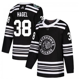 Men's Chicago Blackhawks #38 Brandon Hagel Adidas Authentic 2019 Winter Classic Black Jersey