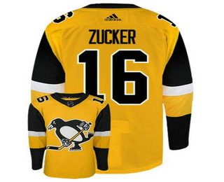 Men's Pittsburgh Penguins #16 Jason Zucker Yellow Adidas Stitched NHL Jersey