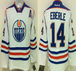 Men's Edmonton Oilers #14 Jordan Eberle Reebok White Away Premier Jersey