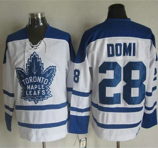 Men's Toronto Maple Leafs #28 Tie Domi 1998-99 White CCM Vintage Throwback Jersey