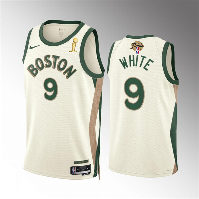 Men's Boston Celtics #9 Derrick White 2024 Finals Champions City Edition Stitched Basketball Jersey