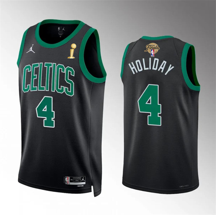 Men's Boston Celtics #4 Jrue Holiday Black 2024 Finals Champions Statement Edition Stitched Basketball Jersey